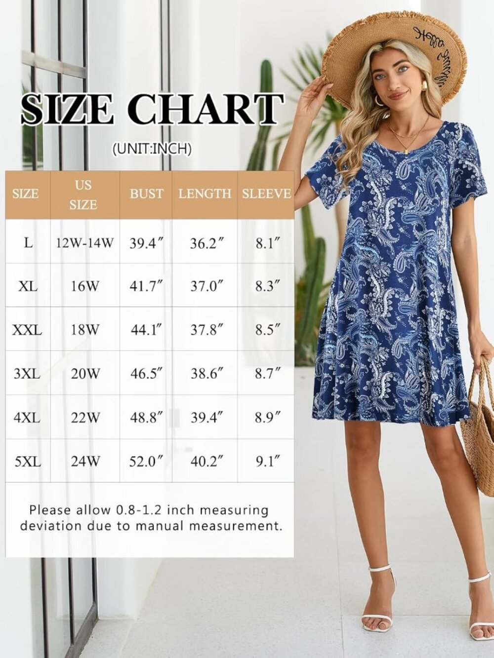 Women's Flower Casual Loose Swing Tunic Short Sleeve Sun Mini Shirt Dress - Picture 6 of 6